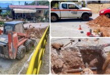Εργασίες αποκατάστασης της βλάβης στο δίκτυο ύδρευσης των Πουλάτων